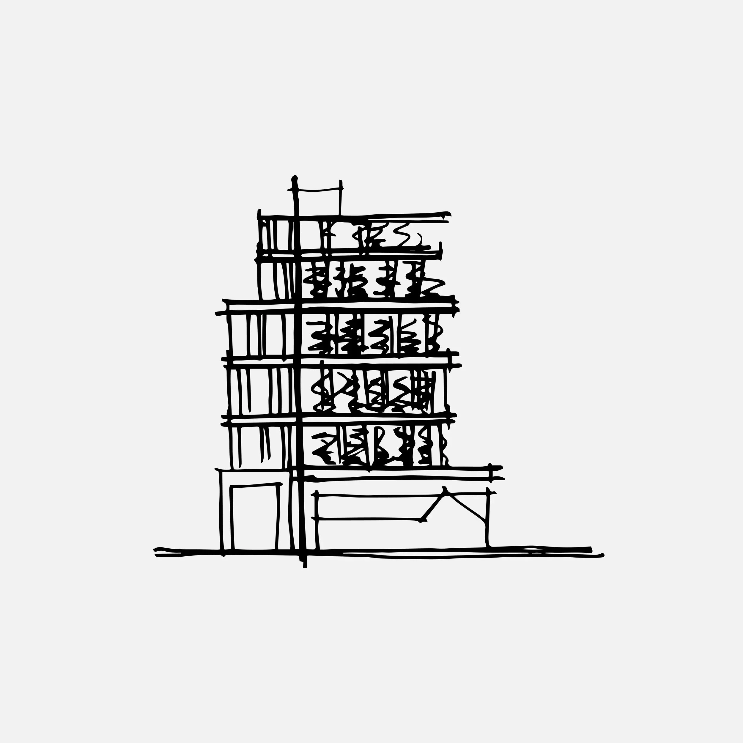 Conceptual elevation sketch of a multi-story building by Reflect Architecture.